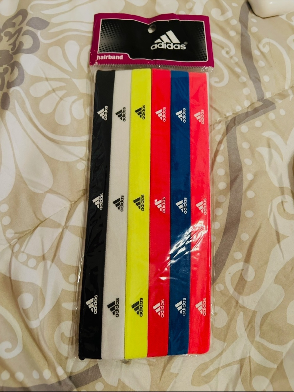 adidas Multicolor Athletic Hairbands - Black White Neon Yellow Red Blue Pink